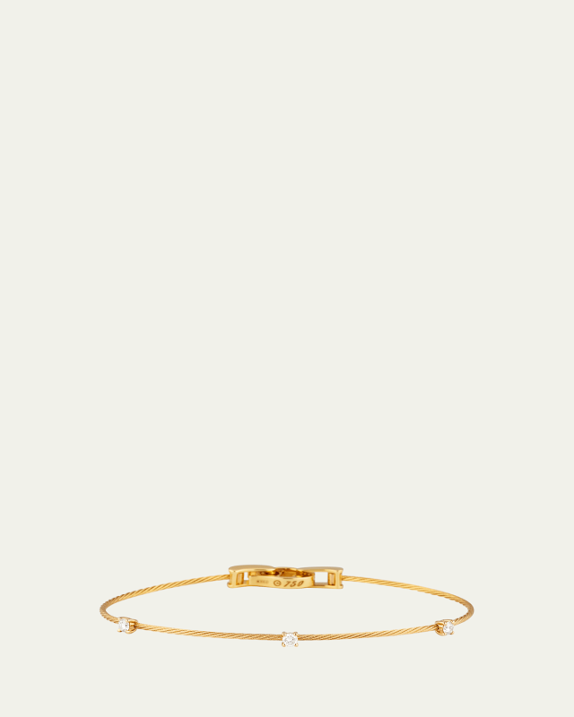 Unity 18k Yellow Gold Three-Diamond Bracelet, 0.18 TCW